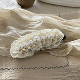 Gentle Banana Clips White Lace Hair Clips for Women Girls with Imitation Pearl French Elegant High-end Hair Accessory Wholesale