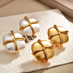 Gold And Silver Geometric Square Stud Earrings For Women Vintage Cross Design Statement Metal Earrings Fashion Jewelry Wholesale