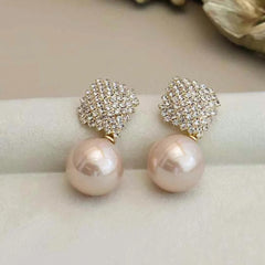 Ladies Hot Sale New Design Imitation Pearl Decorative Medium Drop Earring Fashion Sparking Charms Bulk Daily Jewelry Accessories