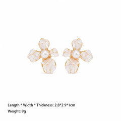 Fashion Flower Pearl Abalone Shell Dainty Stud Earrings for Girls Elegant Jewelry for Women Ladies Wholesale Bulk China Factory