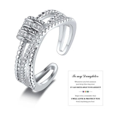 Double-layer Zircon Open Rings Women's Adjustable Beaded Band Stress Relief Rings Elegant Fashion Jewelry Accessories Wholesale