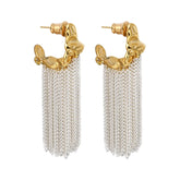 European and American Fashion Earrings Metal Geometric Chain Tassel Earrings Contrast Color Designer Personality Earrings Women