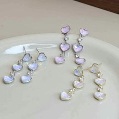 Female Heart Shape Long Drop Earring Fashion Chic Sweet Charms Luxurious Bulk Order Jewelry Accessories for Women Daily Causal