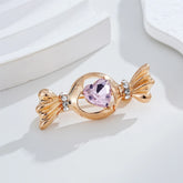 Fashion Glitter Rhinestone Sparkle Candy Heart Shaped Brooches for Girls Sweet Elegant Trendy Jewelry for Women Lady Accessories
