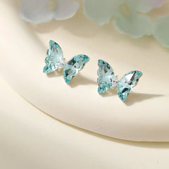 Fashion Glitter Butterfly Rhinestone Jewelry for Girls Luxurious Fine Earring Stud for Women Ladies Accessories in Stock Chic