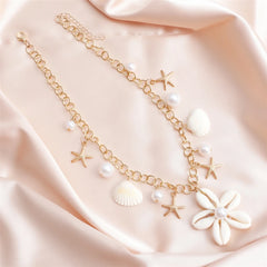 Fashion Beach Flower Shell Boho Necklaces for Girls Sweet Earrings for Women Ladies Jewelry Sets Suits Accessories Wholesale