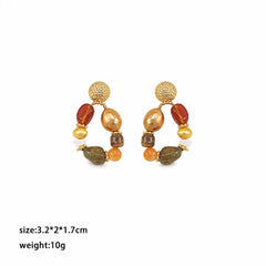 Fashion Natural Stone Freshwater Pearl Shell Drop Earrings for Girls Sweet Jewelry for Women Ladies Wholesale China Manufacturer