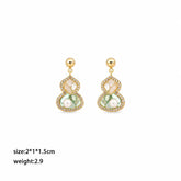 Fashion S925 Silver Shell White Zircon Gourd Drop Earrings for Girls Elegant Jewelry for Women Ladies Wholesale China Factory