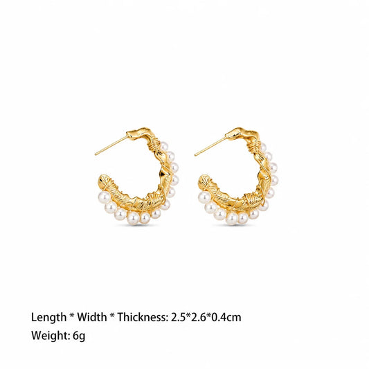 Fashion Copper 18K Gold Plated S925 Silver Hoop Earrings for Girls Freshwater Pearl for Women Ladies Wholesale China Factory