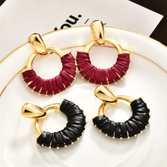High Quality Leather Wrapped Circular Hoop Earrings for Women Vintage Bohemian Woven Trendy Statement Jewelry Accessories Bulk