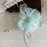 Brand New Solid Green Tulle Ribbon Scunchies Elegant and Stylish Hair Ties for Women and Girls Sweet Fashion Hair Accessories