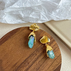 Fashion Copper 18K Gold Jewelry Sets for Girls Earrings Necklaces Aquamarine Crystal for Women Ladies Wholesale Bulk Luxury