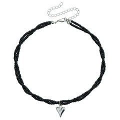 Simple Beads Sweet Cute Elegant Heart Shaped Fashion Necklaces for Girls Minimalistic Trendy Jewelry for Women Ladies Accessory