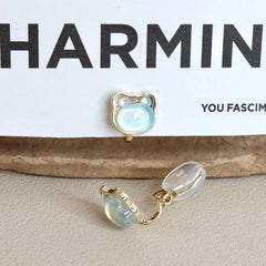 Cute Fashion Animals Bear Luxury Clip on Earrings for Girls Imitation Pearl Refined Jewelry for Women Ladies Accessories Chic