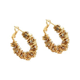 Irregular Woven Gold Zirconium-inlaid Earrings Copper Plated Light Luxury Earrings Classic Fashion Personalized Ear Accessory