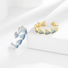 Cross-border Summer Zircon-encrusted Wave Rings Fashionable Simple Women's Elegant Sweet Jewelry Gift Idea Accessories Wholesale