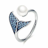 Best Selling Silver Rings Exquisite and Exaggerated Fish Tail Zircon-inlaid Ring Customizable Women's Jewelry Accessories Bulk