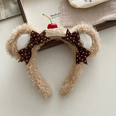 Fashion Animals Bear Sweet Bowknot Head Band for Girls Trendy Fluffy Hair Band for Women Ladies Hair Accessories in Stock