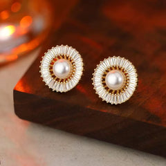 Glitter Sparkle Imitation Pearl Luxury Chic Stud Earrings for Girls Elegant Sweet Graceful Jewellry for Women Ladies Accessories