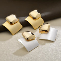 Korean Minimalist Square Earrings Brushed-Satin Color-matched Elegant and Luxurious Earrings Women's Fashionable Ear Accessories