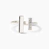 Women's Double T-shaped Rings with Zircon-encrusted InstaStyle Minimalist Rings Korean Fashionable Jewelry Unisex Accessory Bulk
