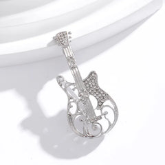Fashion Guitar Glitter Sparking New Design Brooches for Girls Trendy Stylish Pins Jewelry for Women Ladies Accessories Hot Sale