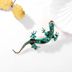 Fashion Glitter Animals Gecko Reptile Brooches for Girls Stylish Trendy Pins Jewelry for Women Ladies Accessories Wholesale