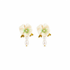 Female Blue Green Flower Shape Freshwater Pearl Earring Elegant Sweet Fashion Factory Price in Stock Jewelry for Women Causal