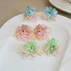 Sweet Kawaii Cute Flowers Floral Stud Earrings for Girls Elegant Designer Art Deco Jewellry for Women Ladies Accessories Charms