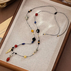 Fashion Red Agate Hematite Natural Stone Copper 18K Gold Plated Necklaces for Girls Boho Jewelry for Women Ladies Wholesale