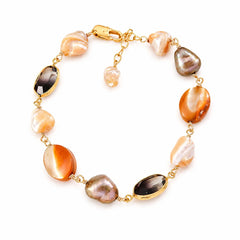Fashion Baroque Freshwater Pearl Shell Tiger Eye Stone Jewelry Sets for Girls Earrings Boho Jewelry for Women Ladies Bracelets