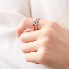 Trendy Double-layer Rings Solid Colors Zircon-encrusted Wavy Line Ring Japanese and Korean Style Simple Elegant Women Jewelry