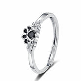 Cute Black Paw Rings Korean Style Personalized Opening Adjustable Small Animal Ring Women Fashion Dainty Accessories Wholesale