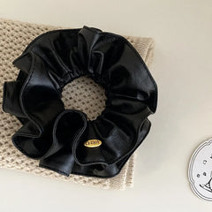 Fashion Simple Classic Solid Color PU Scrunchies for Girls Luxury Elegant Hair Ties for Women Ladies Hair Accessories in Stock