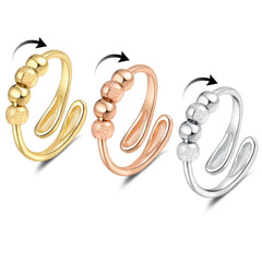 Adjustable Bead Open Rings for Women Solid Colors Modern Minimalist Anxiety Rotatable Design Ring Fashion Jewelry Gift Wholesale