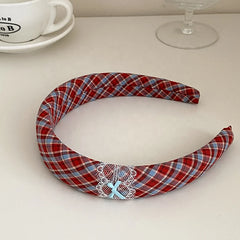 Fashion Classic Plaid Lace Bowknot Head Band for Girls Elegant Trendy Cute Hair Band for Women Ladies Hair Accessories in Stock
