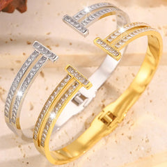 Fashion Elegant Fine Glitter Bangles Titanium Steel Minimalist Trendy Jewelry for Women Ladies Bracelets Accessories Wholesale