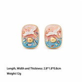 Fashion Vintage Chinese Style Hand-Painted Graffiti Stud Earrings for Girls Luxury Jewelry for Women Ladies Wholesale Bulk