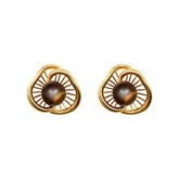 Women's Retro Bow Stud Earrings Coffee Hollowed-out Flowers Earrings Exquisite Fashionable and Elegant Earrings Jewelry Bulk