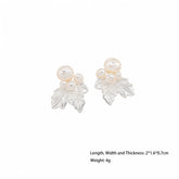 Women Leaf Shape White k 18k Gold-plated Freshwater Pearl S925 Silver Stud Earring Fashion Elegant in Stock Jewelry for Daily