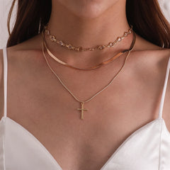 Fashion Cross Sweet Trendy Layered Wearing Necklaces for Girls Stylish Simple Minimalistic Jewelry for Women Ladies Accessories