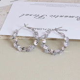 Women Rhinestone Circle Shape Small Hoop Earring Fashion Chic Sparking Luxurious Dainty Wholesale Jewelry Accessories for Daily