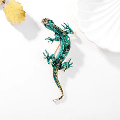 Fashion Glitter Animals Gecko Reptile Brooches for Girls Stylish Trendy Pins Jewelry for Women Ladies Accessories Wholesale