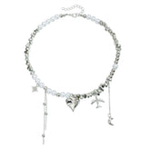 Fashion Beads Heart Airplane Sweet Necklaces for Girls Trendy Stylish Tassel Jewellry for Women Ladies Accessories Wholesale
