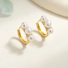 Sweet Elegant Imitation Pearl Simple Classic Minimalistic Hoop Earrings for Girls Dainty Jewellry for Women Ladies Accessories