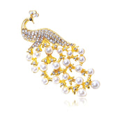 Fashion Animals Glitter Sparking Peacock for Girls Sweet Imitation Pearl Pins Jewelry for Women Ladies Accessories Wholesale