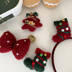 2025 Christmas Cute Bowknot Star Hair Clips for Baby Girls Sweet Elegant Fun Alligators for Kids Children Hair Accessories Chic