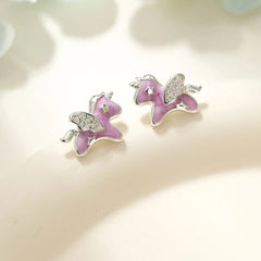 Fashion Sweet Cute Kawaii Animals Horse Stud Earrings for Girls Glitter Glamorous Jewelry for Women Ladies Accessories Wholesale
