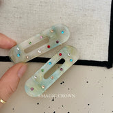 Cute Sweet Lustrous Glitter Dot Hair Clips Girls Fashion Elegant Trendy Hair Accessories Women Ladies Snap Clip Alloy Acetate