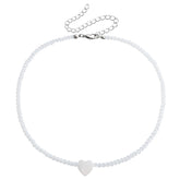 Fashion Simple Sweet Beads Heart Shaped Necklaces for Girls Stylish Glamorous Jewelry for Women Ladies Accessories Wholesale